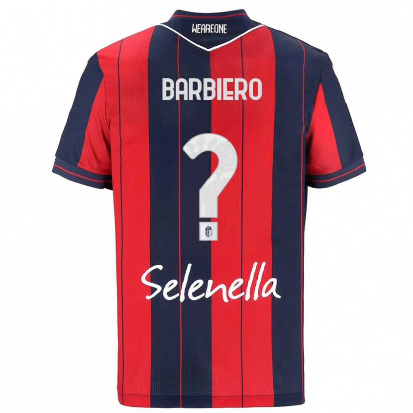 DanxenキッズAndrea Barbiero#0レッド ネイビーホームシャツ2025/26ジャージーユニフォーム