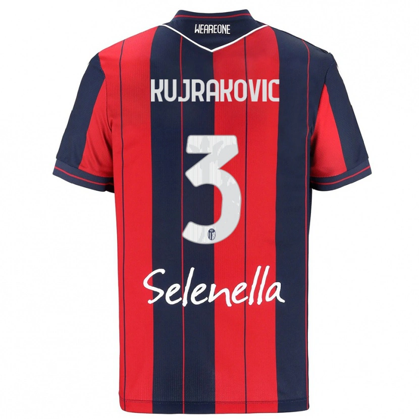 DanxenキッズMinel Kujrakovic#3レッド ネイビーホームシャツ2025/26ジャージーユニフォーム