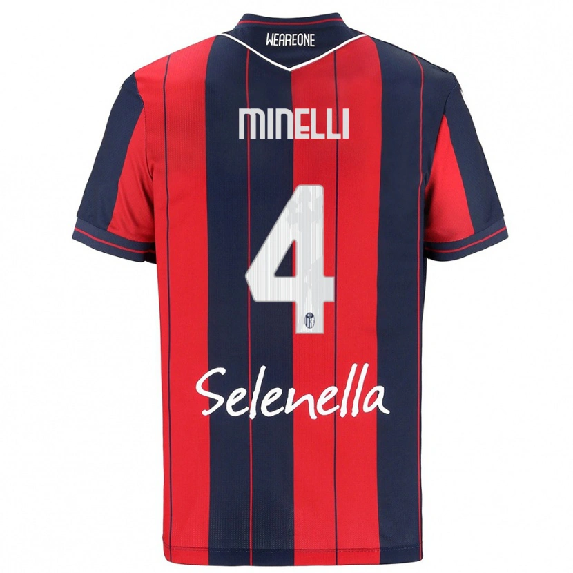 DanxenキッズLeo Minelli#4レッド ネイビーホームシャツ2025/26ジャージーユニフォーム