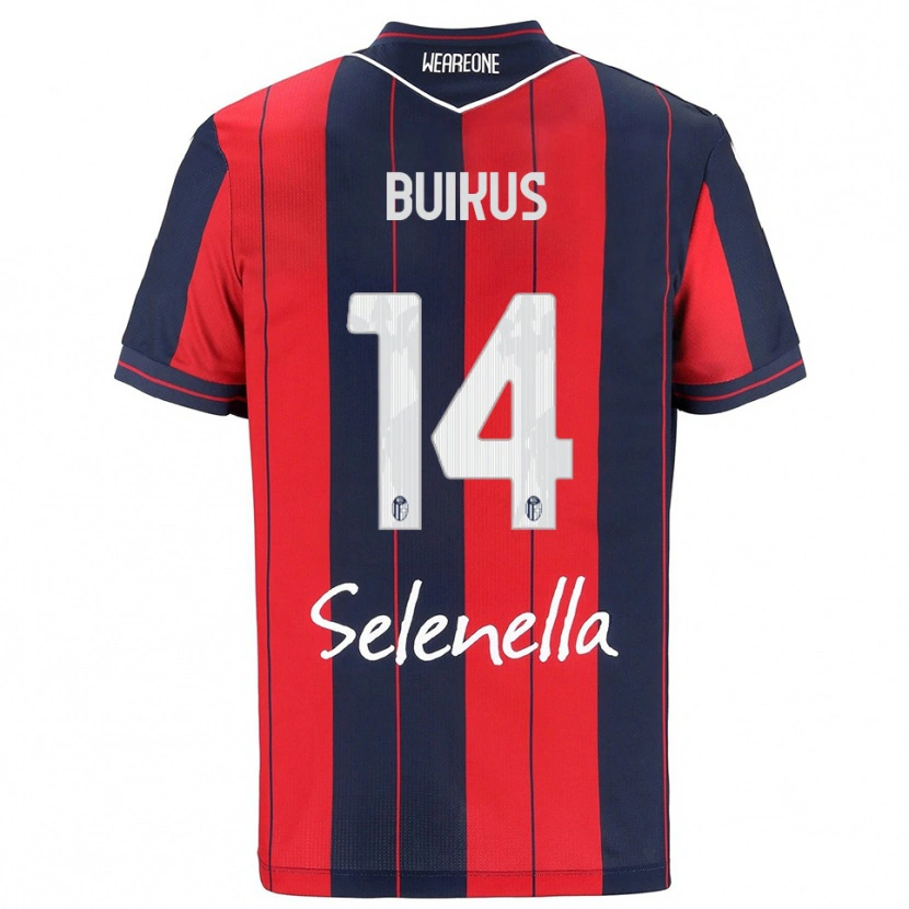 DanxenキッズAdomas Buikus#14レッド ネイビーホームシャツ2025/26ジャージーユニフォーム