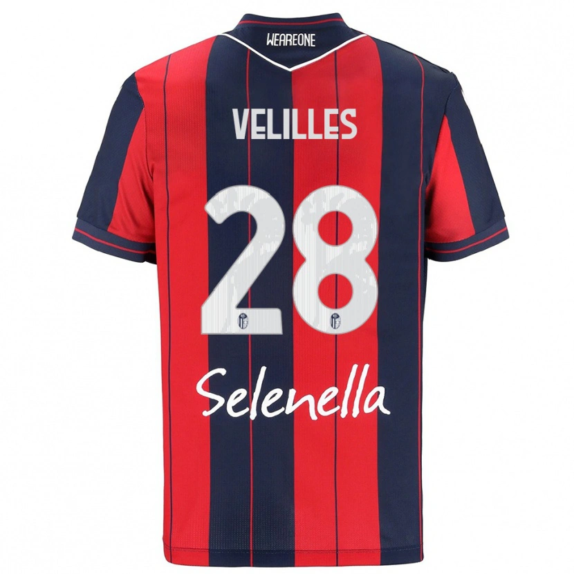 DanxenキッズAarón Velilles#28レッド ネイビーホームシャツ2025/26ジャージーユニフォーム