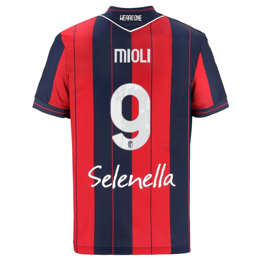 DanxenキッズMattia Mioli#9レッド ネイビーホームシャツ2025/26ジャージーユニフォーム