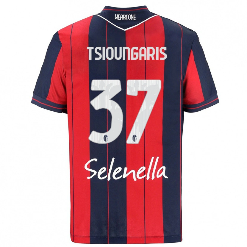 DanxenキッズTheodoros Tsioungaris#37レッド ネイビーホームシャツ2025/26ジャージーユニフォーム