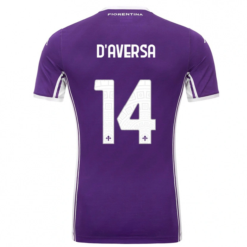 DanxenキッズSimone D'aversa#14パープル ホワイトホームシャツ2025/26ジャージーユニフォーム