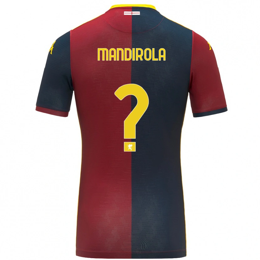 DanxenキッズGabriele Mandirola#0レッド ロイヤルブルーホームシャツ2025/26ジャージーユニフォーム