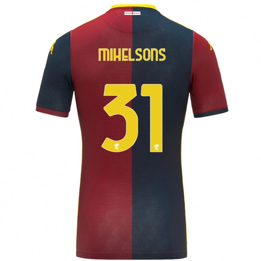 DanxenキッズRendijs Mihelsons#31レッド ロイヤルブルーホームシャツ2025/26ジャージーユニフォーム
