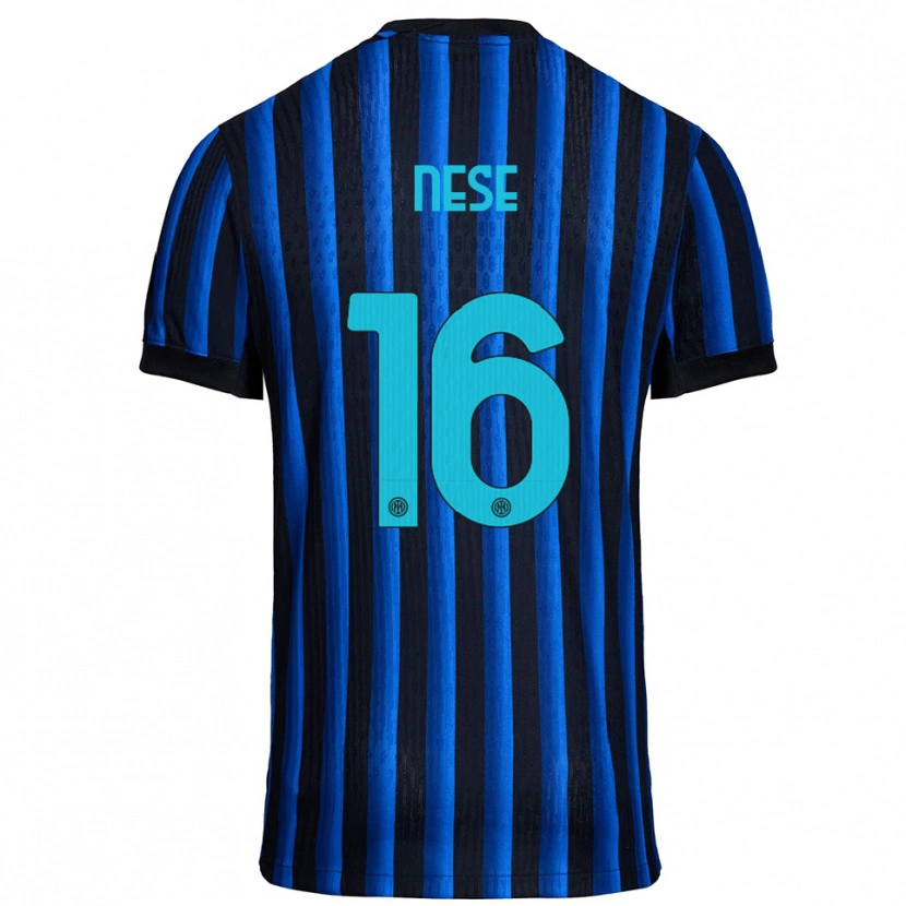 DanxenキッズAlessio Nese#16ブラック ブルーホームシャツ2025/26ジャージーユニフォーム