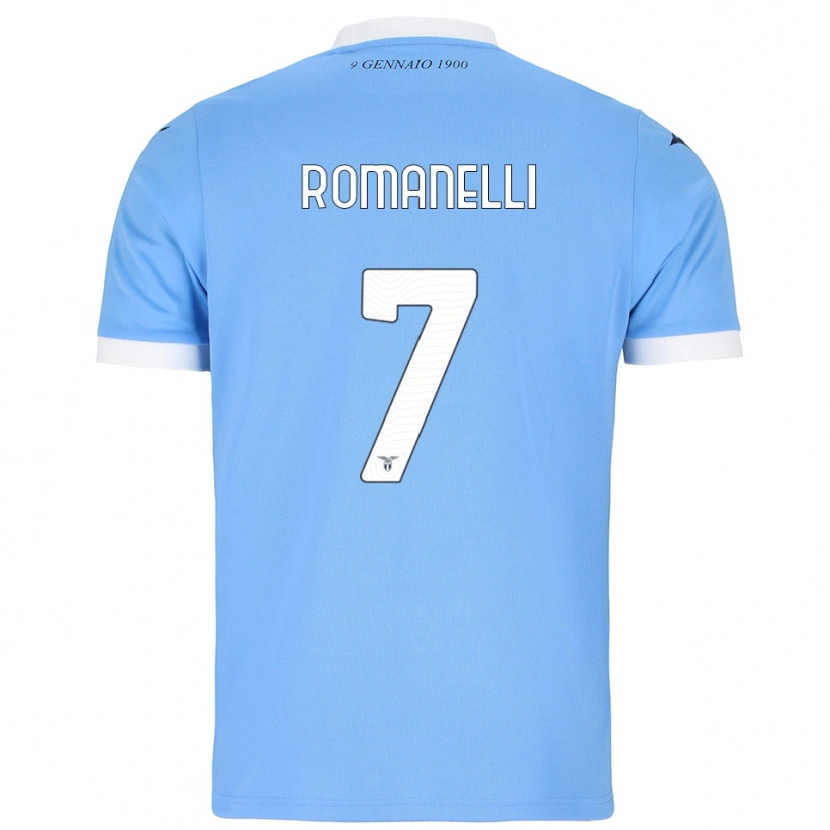 DanxenキッズNicolas Romanelli#7スカイブルー ホワイトホームシャツ2025/26ジャージーユニフォーム