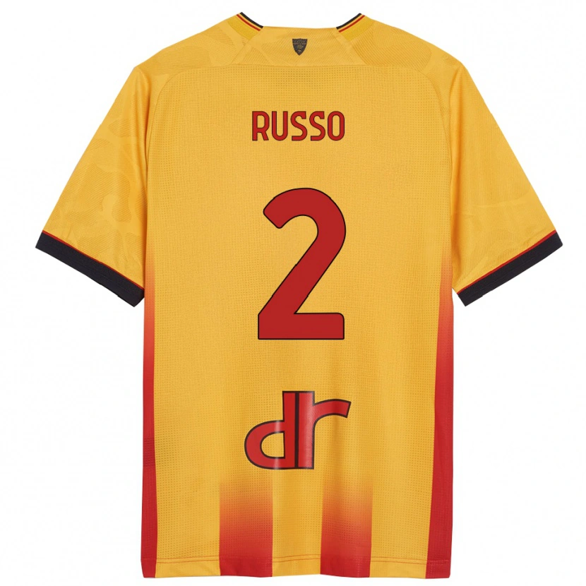 DanxenキッズLuca Russo#2イエロー オレンジホームシャツ2025/26ジャージーユニフォーム