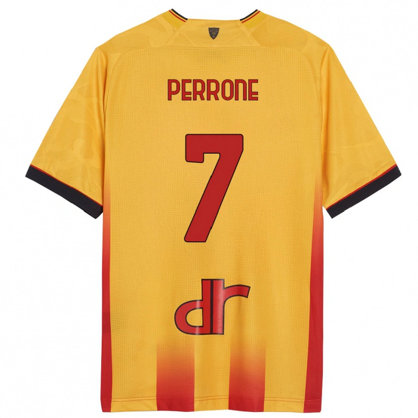 DanxenキッズSamuele Perrone#7イエロー オレンジホームシャツ2025/26ジャージーユニフォーム