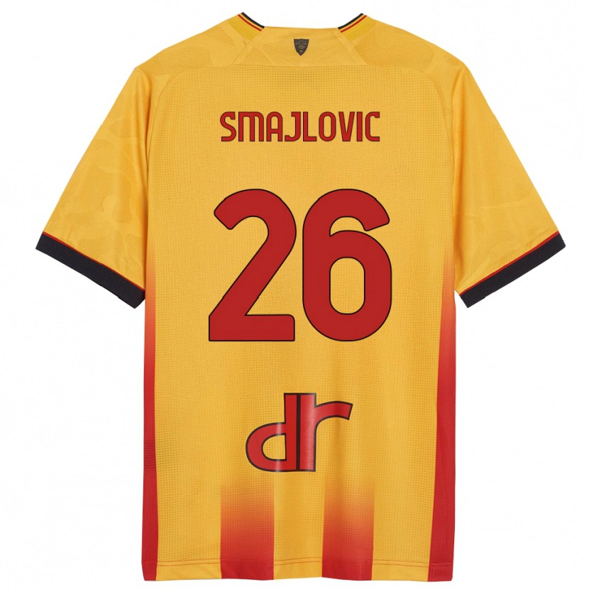 DanxenキッズZinedin Smajlovic#26イエロー オレンジホームシャツ2025/26ジャージーユニフォーム