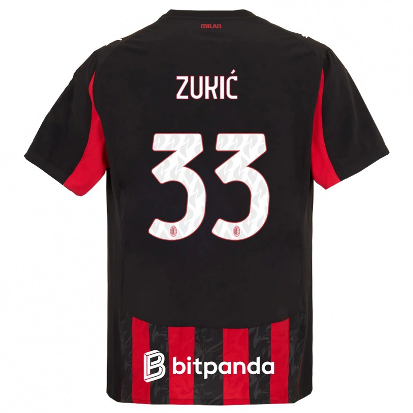 DanxenキッズDamir Zukić#33レッド ブラックホームシャツ2025/26ジャージーユニフォーム