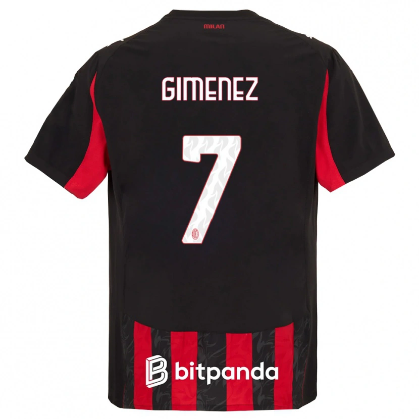 Danxenキッズサンティアゴ・ヒメネス#7レッド ブラックホームシャツ2025/26ジャージーユニフォーム