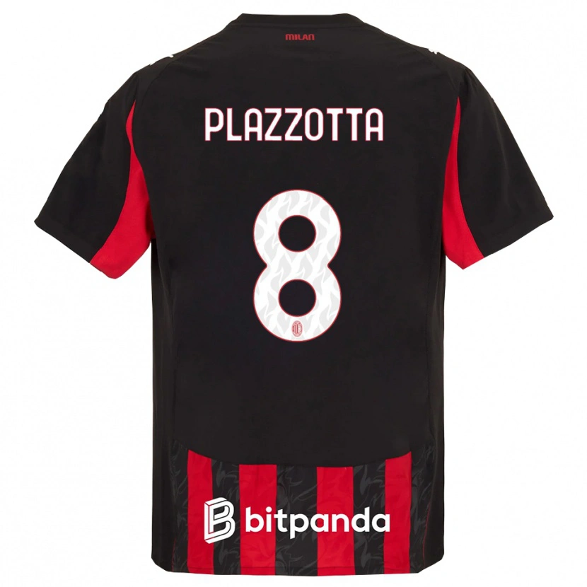 DanxenキッズFilippo Plazzotta#8レッド ブラックホームシャツ2025/26ジャージーユニフォーム