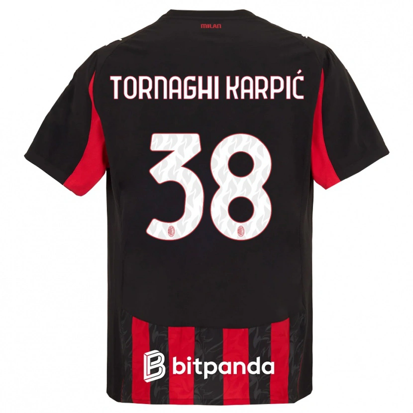 DanxenキッズLavinia Tornaghi Karpić#38レッド ブラックホームシャツ2025/26ジャージーユニフォーム