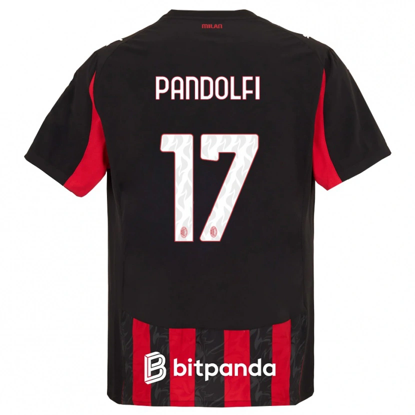 DanxenキッズFabio Pandolfi#17レッド ブラックホームシャツ2025/26ジャージーユニフォーム
