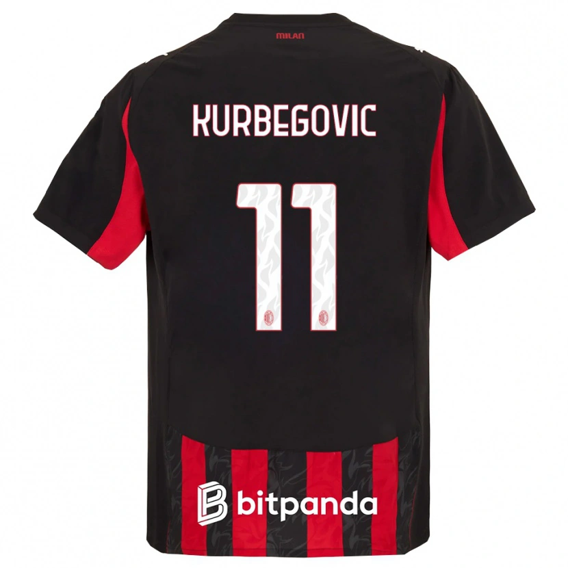 DanxenキッズDino Kurbegovic#11レッド ブラックホームシャツ2025/26ジャージーユニフォーム