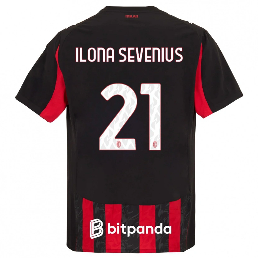 DanxenキッズOona Ilona Sevenius#21レッド ブラックホームシャツ2025/26ジャージーユニフォーム