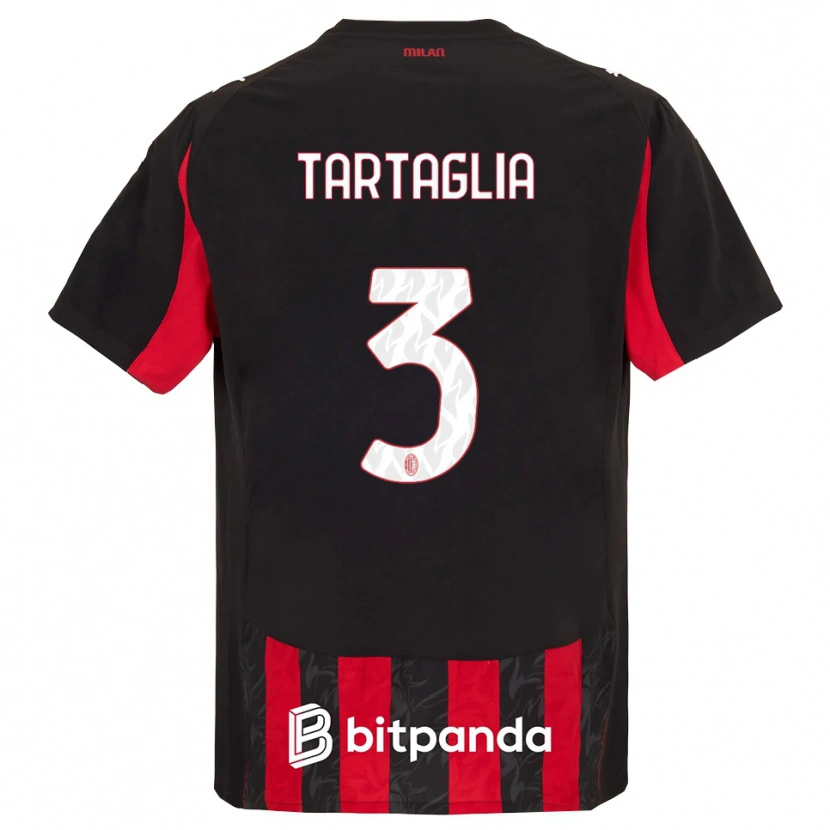 DanxenキッズEdoardo Tartaglia#3レッド ブラックホームシャツ2025/26ジャージーユニフォーム
