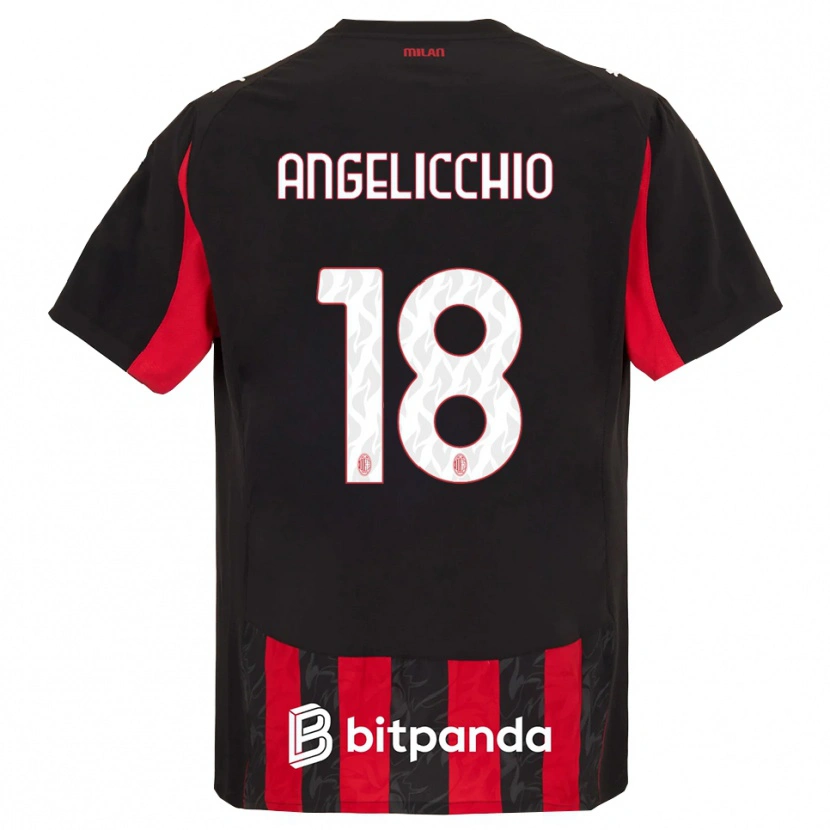 DanxenキッズMattia Angelicchio#18レッド ブラックホームシャツ2025/26ジャージーユニフォーム