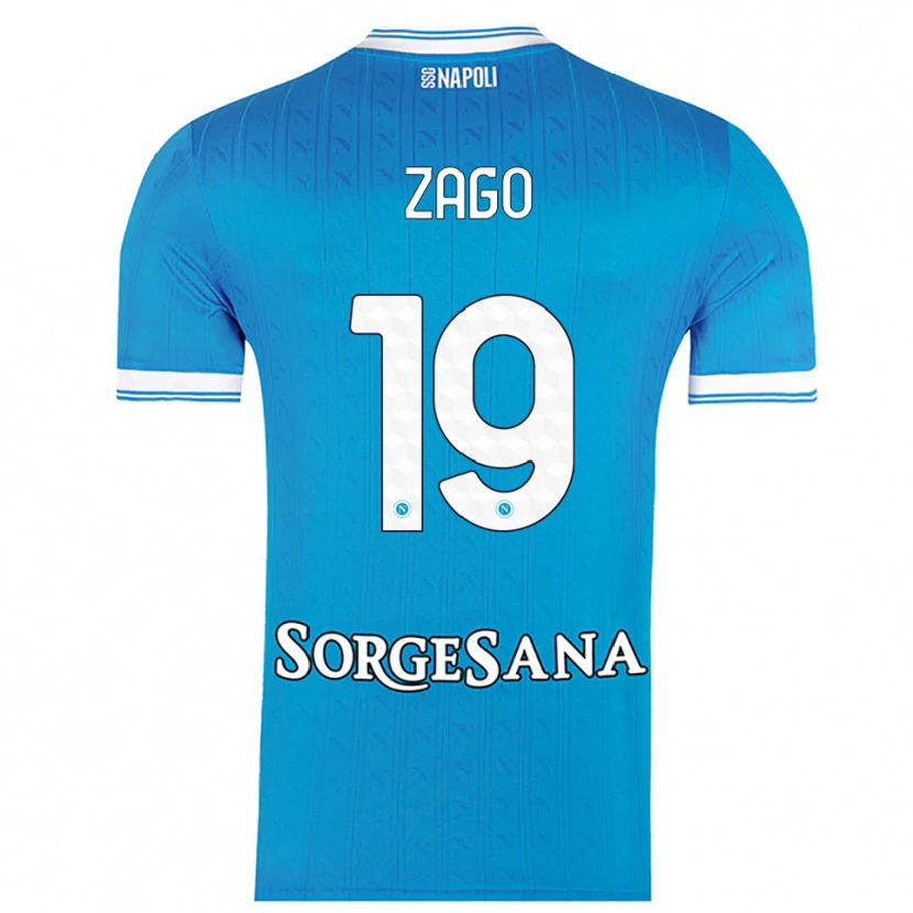 DanxenキッズGabriele Zago#19スカイブルー ホワイトホームシャツ2025/26ジャージーユニフォーム