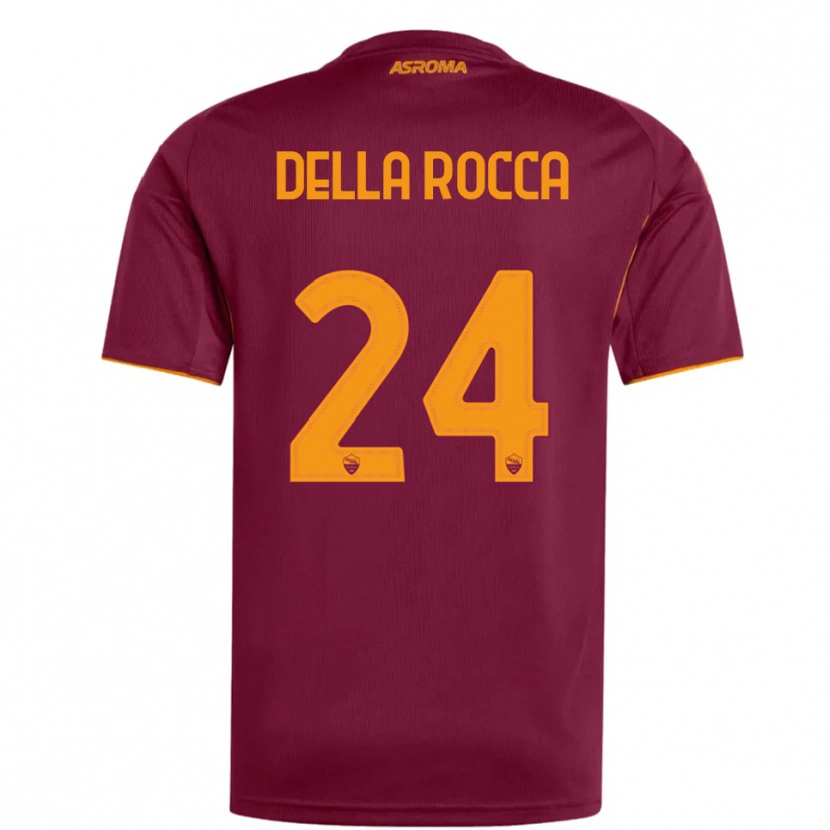 DanxenキッズMattia Della Rocca#24バーガンディ オレンジホームシャツ2025/26ジャージーユニフォーム