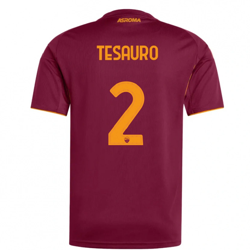 DanxenキッズEmanuele Tesauro#2バーガンディ オレンジホームシャツ2025/26ジャージーユニフォーム