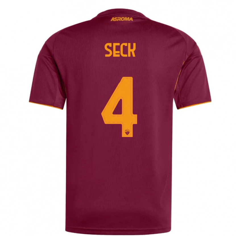 DanxenキッズMohamed Seck#4バーガンディ オレンジホームシャツ2025/26ジャージーユニフォーム
