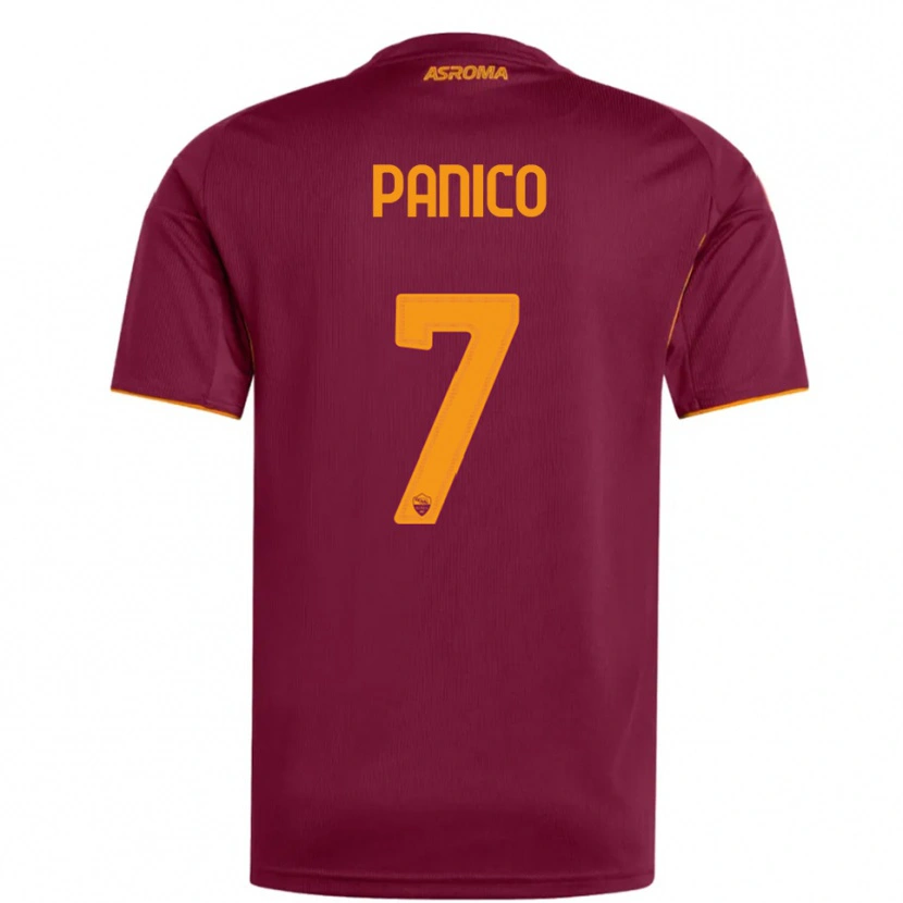 DanxenキッズFrancesco Panico#7バーガンディ オレンジホームシャツ2025/26ジャージーユニフォーム