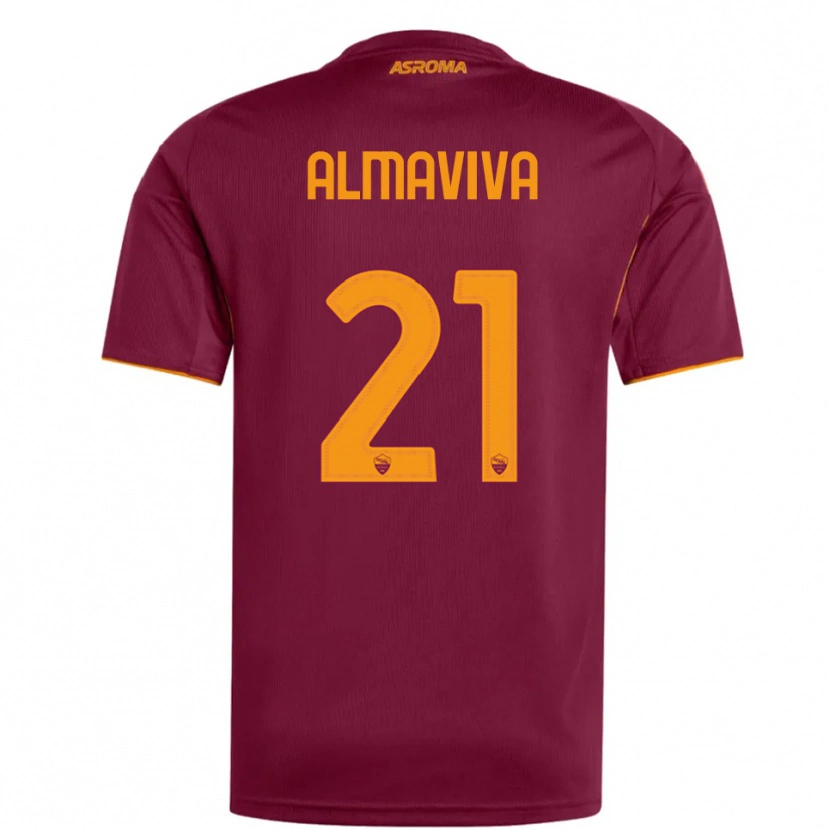 DanxenキッズMattia Almaviva#21バーガンディ オレンジホームシャツ2025/26ジャージーユニフォーム