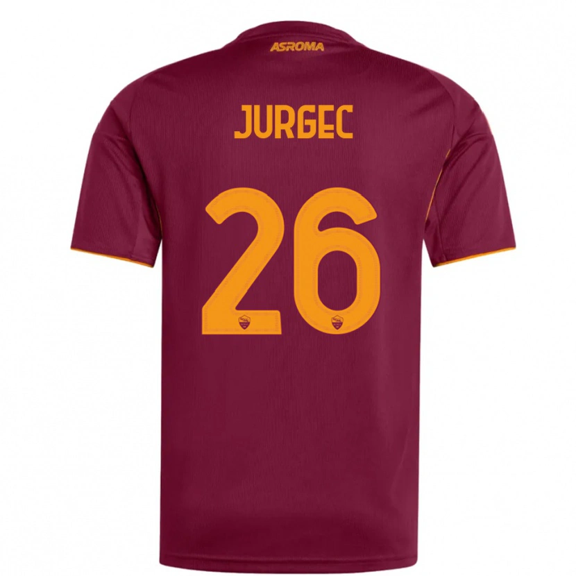 DanxenキッズJan Jurgec#26バーガンディ オレンジホームシャツ2025/26ジャージーユニフォーム