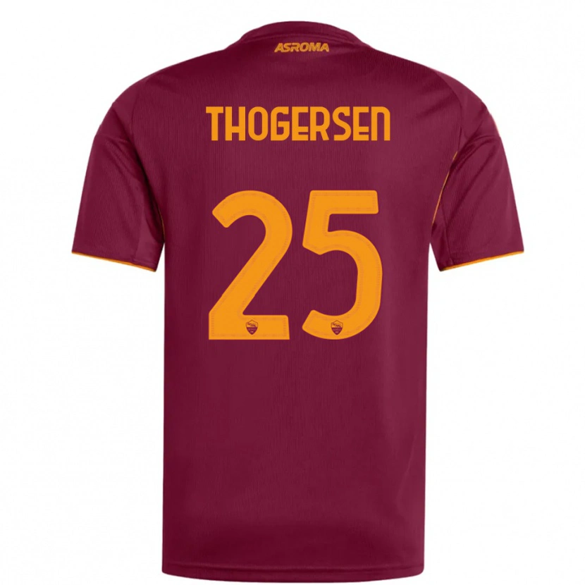 DanxenキッズFrederikke Skjødt Thøgersen#25バーガンディ オレンジホームシャツ2025/26ジャージーユニフォーム