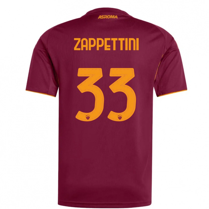 DanxenキッズSara Zappettini#33バーガンディ オレンジホームシャツ2025/26ジャージーユニフォーム