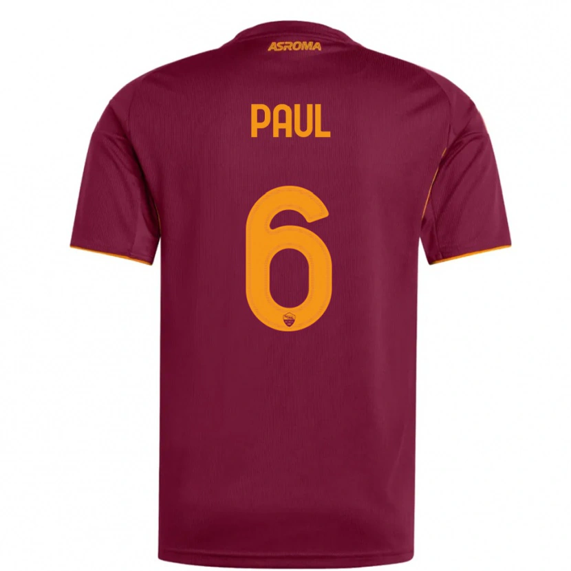 DanxenキッズDaniele Paul#6バーガンディ オレンジホームシャツ2025/26ジャージーユニフォーム