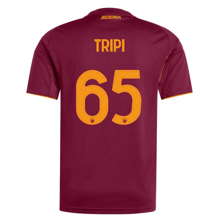 DanxenキッズFilippo Tripi#65バーガンディ オレンジホームシャツ2025/26ジャージーユニフォーム