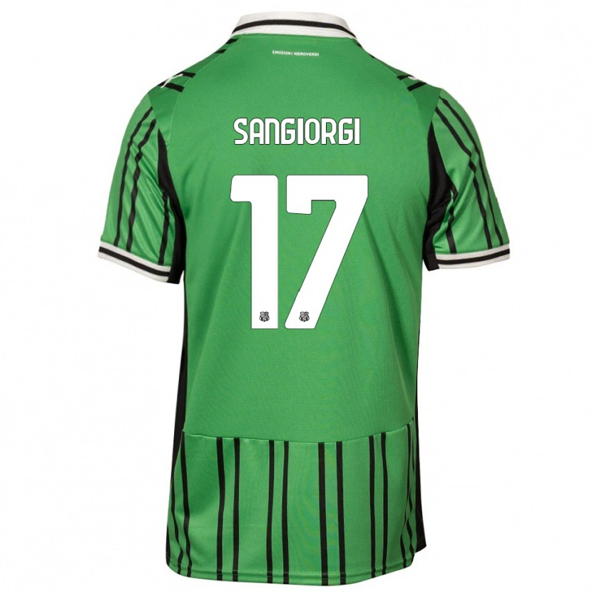 DanxenキッズFederico Sangiorgi#17グリーン ブラックホームシャツ2025/26ジャージーユニフォーム