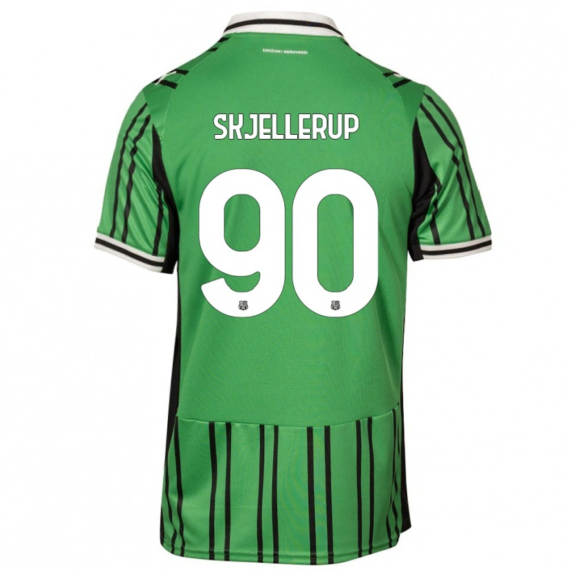 DanxenキッズLaurs Skjellerup#90グリーン ブラックホームシャツ2025/26ジャージーユニフォーム