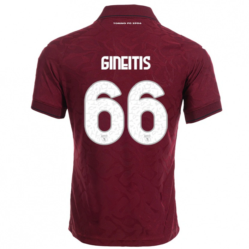 Danxenキッズグヴィダス・ギネイティス#66バーガンディ ホワイトホームシャツ2025/26ジャージーユニフォーム