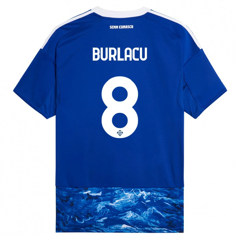 DanxenキッズSebastian Burlacu#8ブルー ホワイトホームシャツ2025/26ジャージーユニフォーム