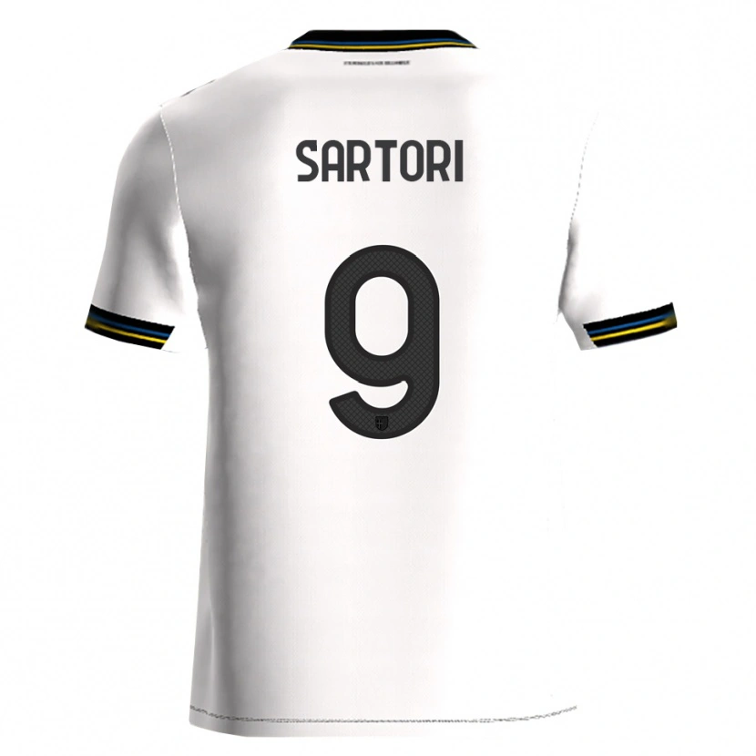 DanxenキッズFrancesco Sartori#9ホワイト ブラックホームシャツ2025/26ジャージーユニフォーム