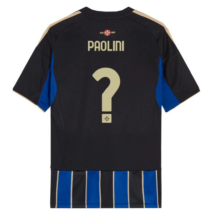 DanxenキッズAndrea Paolini#0ブラック ブルーホームシャツ2025/26ジャージーユニフォーム