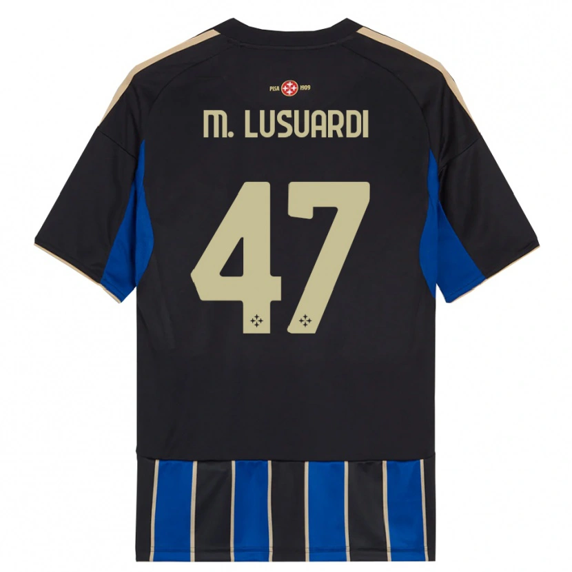 DanxenキッズMateus Lusuardi#47ブラック ブルーホームシャツ2025/26ジャージーユニフォーム
