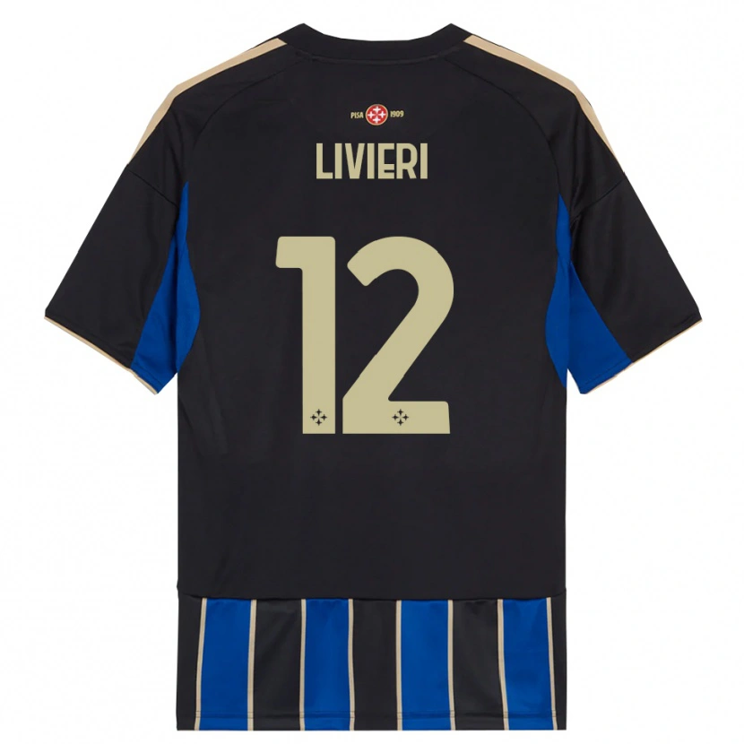 DanxenキッズAlessandro Livieri#12ブラック ブルーホームシャツ2025/26ジャージーユニフォーム