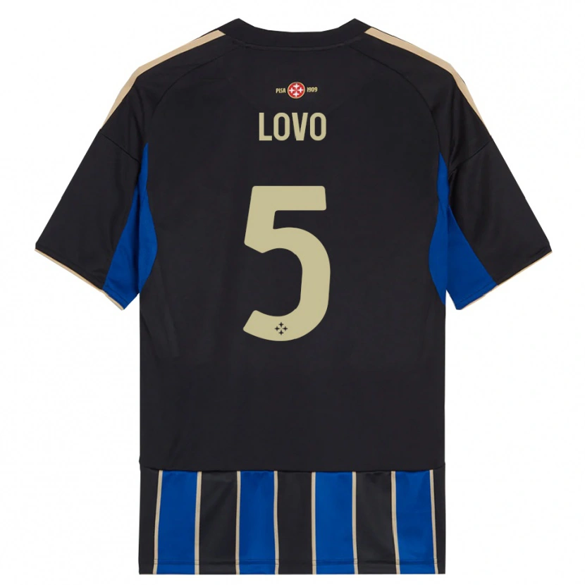 DanxenキッズPietro Lovo#5ブラック ブルーホームシャツ2025/26ジャージーユニフォーム