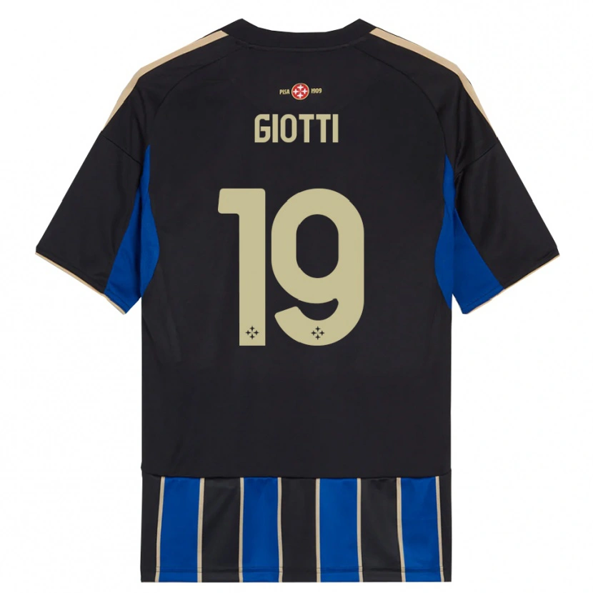 DanxenキッズEmanuele Giotti#19ブラック ブルーホームシャツ2025/26ジャージーユニフォーム