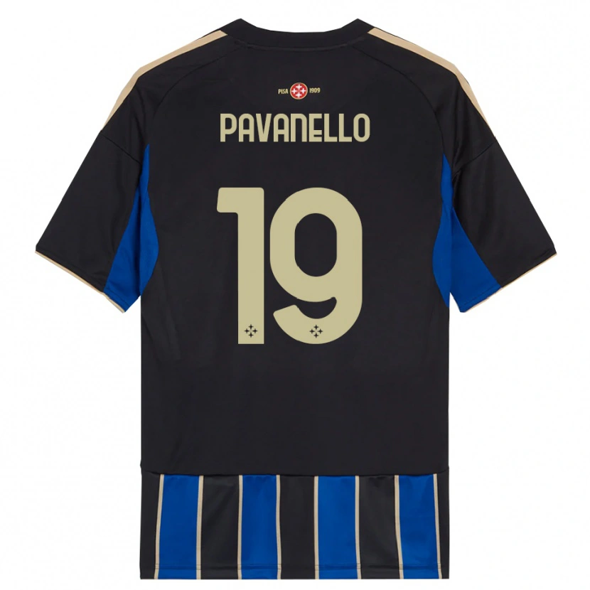 DanxenキッズAndrea Pavanello#19ブラック ブルーホームシャツ2025/26ジャージーユニフォーム