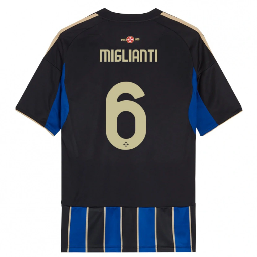 DanxenキッズNiccolò Miglianti#6ブラック ブルーホームシャツ2025/26ジャージーユニフォーム