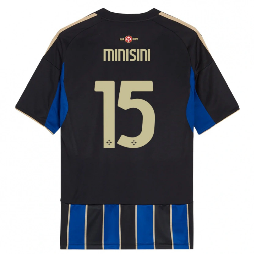 DanxenキッズNiccolò Minisini#15ブラック ブルーホームシャツ2025/26ジャージーユニフォーム