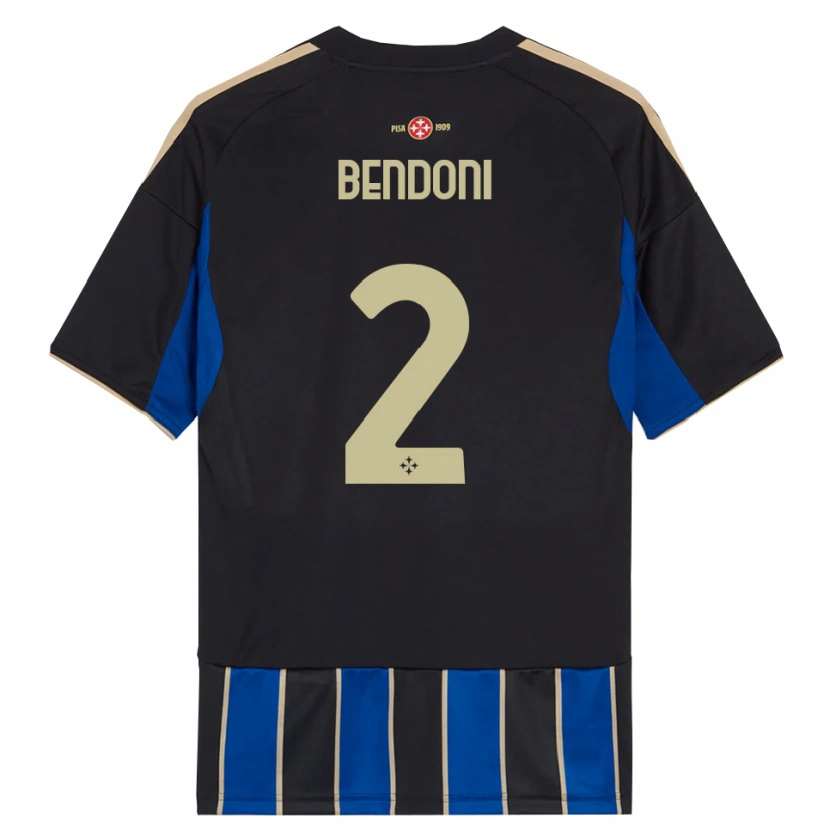 DanxenキッズMarco Bendoni#2ブラック ブルーホームシャツ2025/26ジャージーユニフォーム