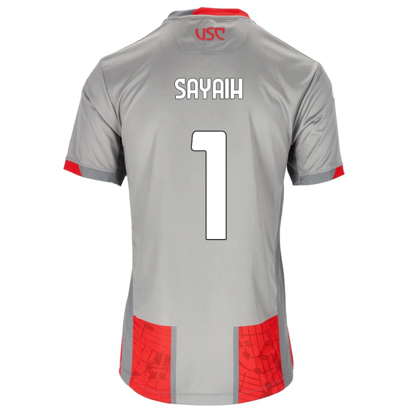 DanxenキッズIlyas Sayaih#1レッド グレーホームシャツ2025/26ジャージーユニフォーム